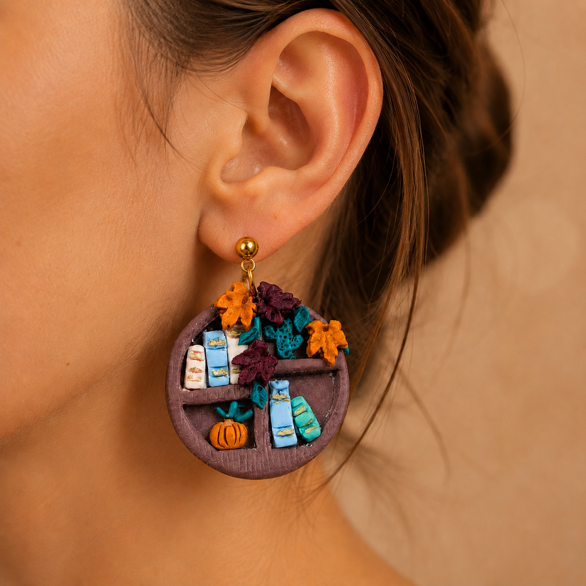 Pendientes Libreria Otoñal, detalle 6