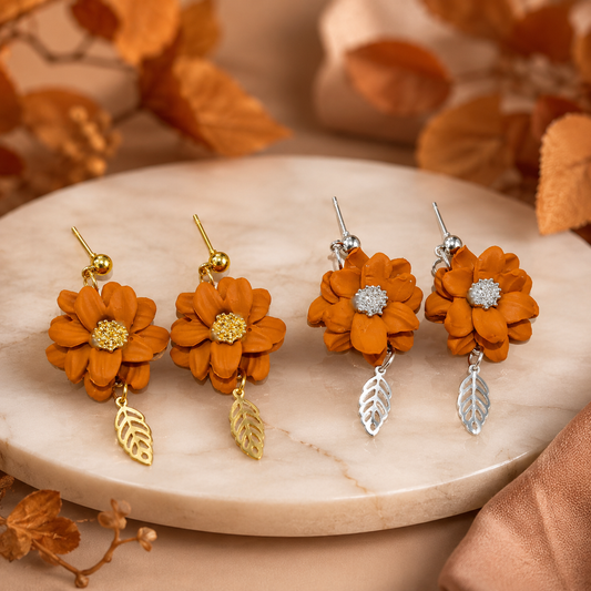 Pendientes Flor Hojas