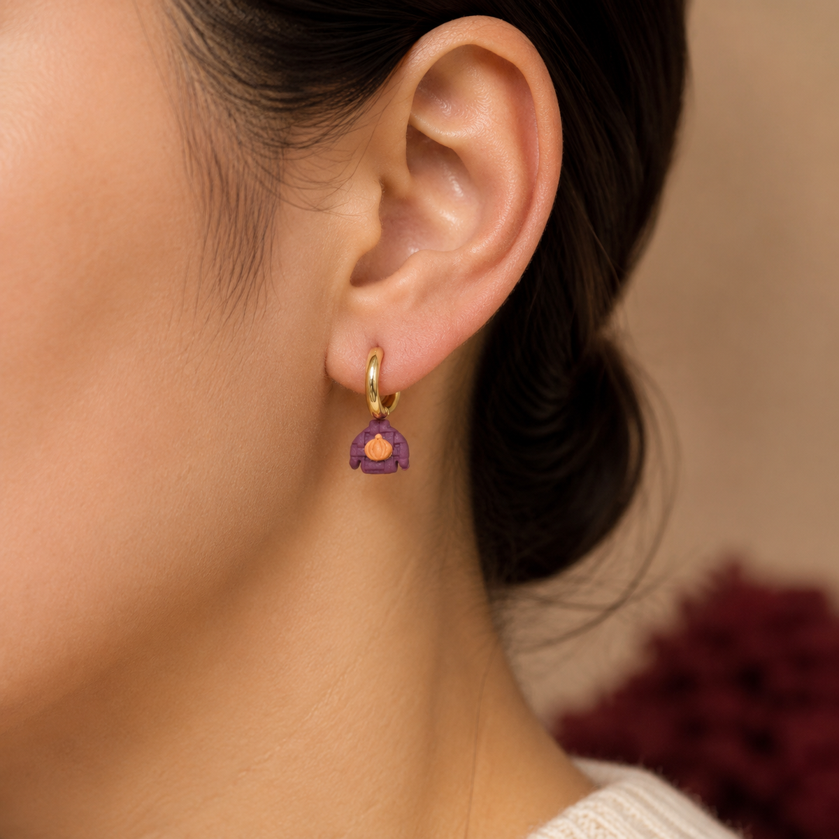 Pendientes Jersey de Otoño, detalle 2