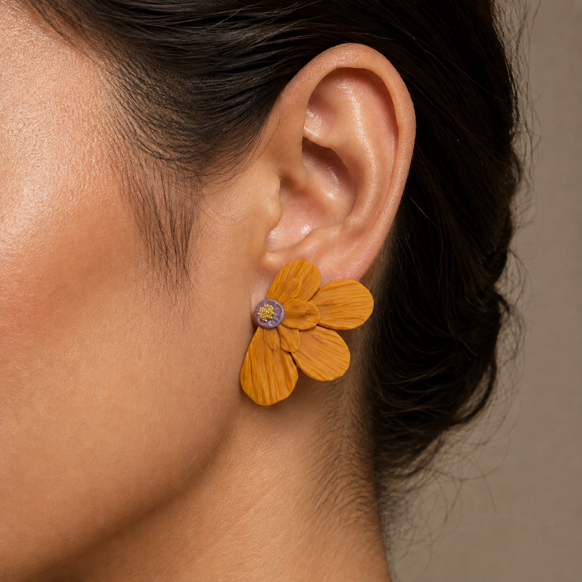 Pendientes Flor de Otoño, detalle 2